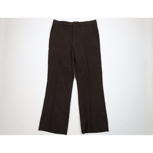 Vtg 70s Streetwear Mens 34x30 Faded Knit Flared Wide Leg Chino Pants Brown USA - Picture 1 of 13